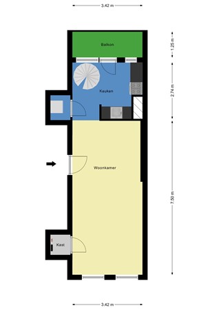 Floorplan - Volmarijnstraat 139B, 3021 XN Rotterdam